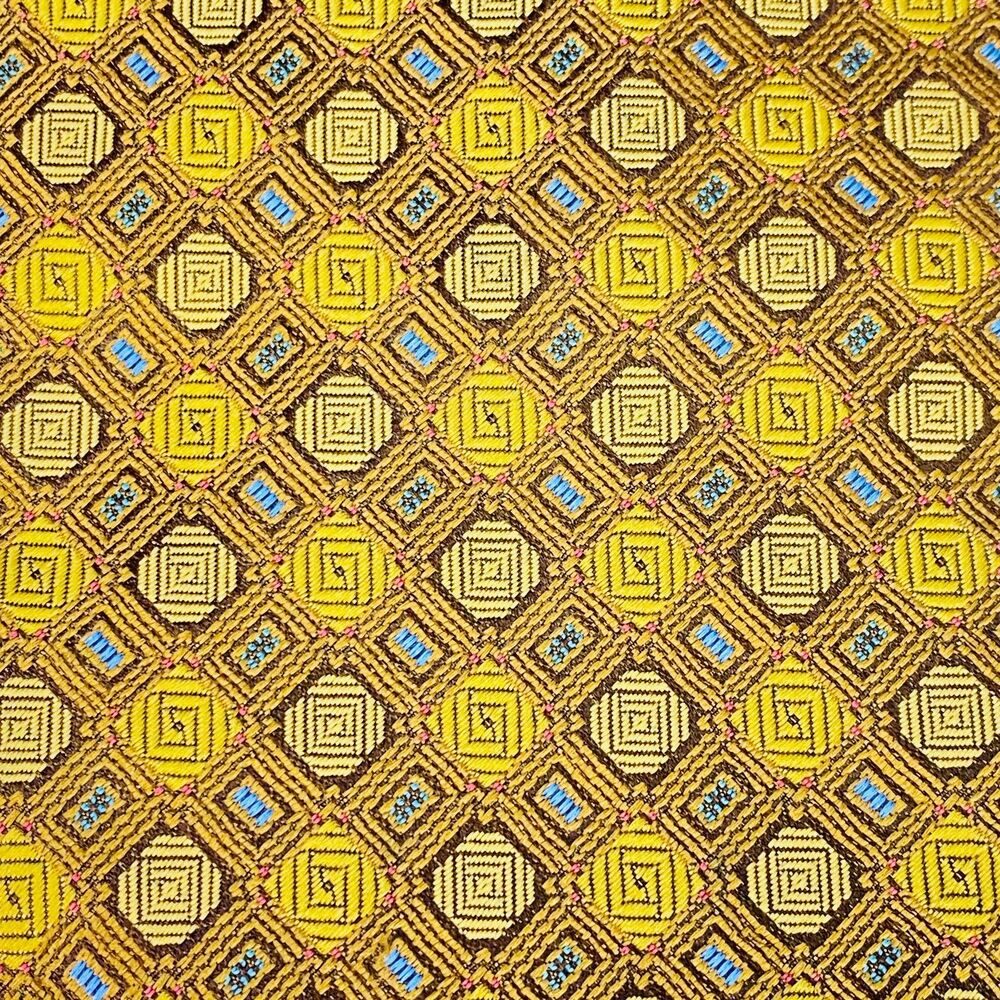 Daniel de Fasson Men's 100% Silk Tie Gold Brown Geometric Medallion Necktie